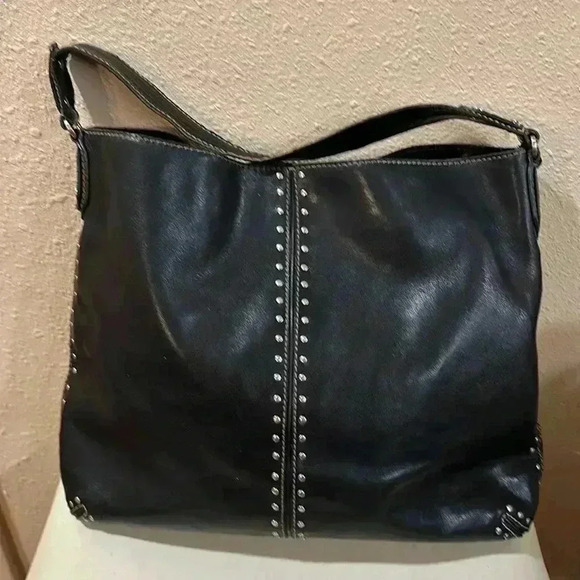 KORS Michael Kors Handbags - Michael Kors studded black leather hobo bag with dust bag